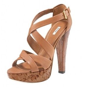 CELEB FAV - Miu Miu Double Cross Platform Sandals